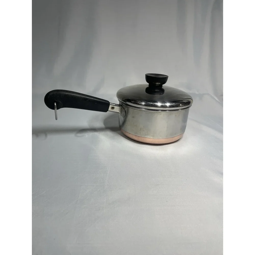 Revere Ware 1 Qt 1801 Saucepan w/ Lid Copper Bottom Cookware Sauce Pan Pot